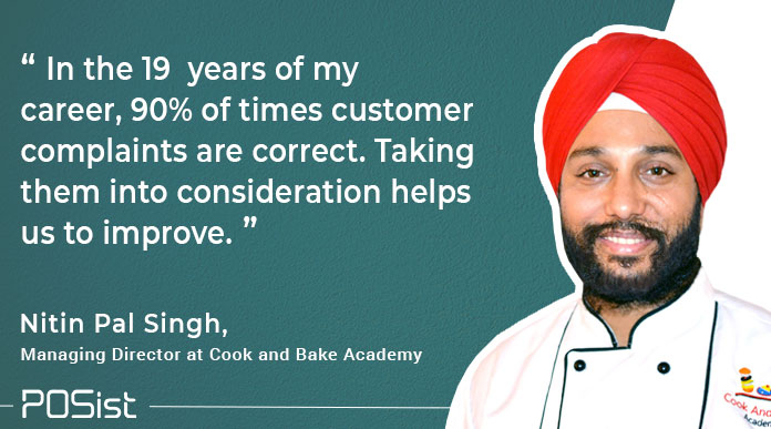 Nitin pal Singh, Cook and Bake Academy on negative customer reviews in a restaurant