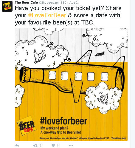 Encourage more tweeting by handing out exclusive prizes to Twitter followers like beer cafe