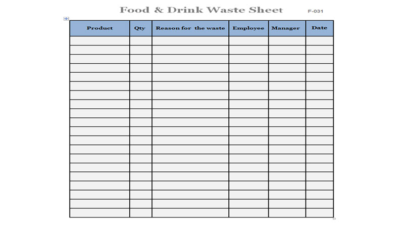 liquor cost control through wastage sheets