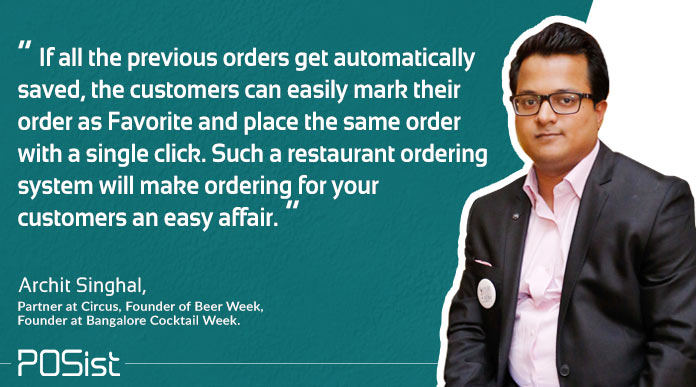 restaurant ordering system enables placing of online food orders