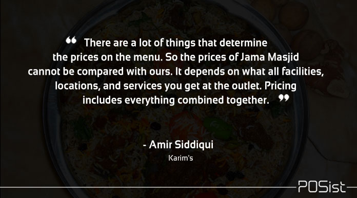 Karim's Amir Siddiqui on menu pricing
