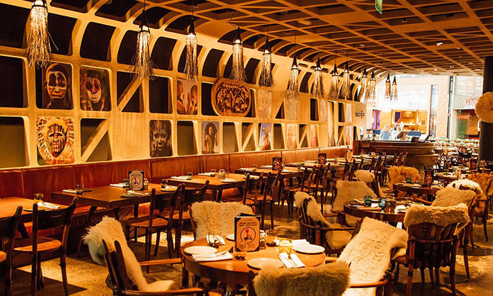 Tribes Carnivore in Dubai has an interesting restaurant interior design