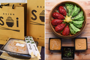 Detailed packaging and beautifully presented food at Asian Soi.