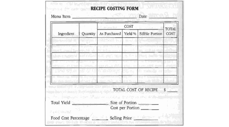 liquor cost control through recipe costing