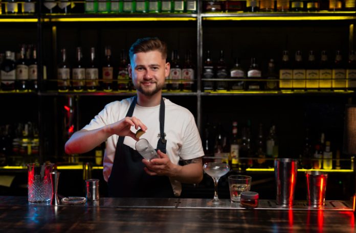 Bartender preparing beverages