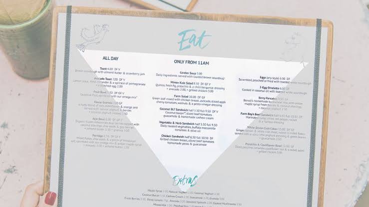 Golden triangle for menu at your restaurant 
