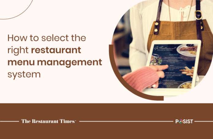 Restaurant using menu management system