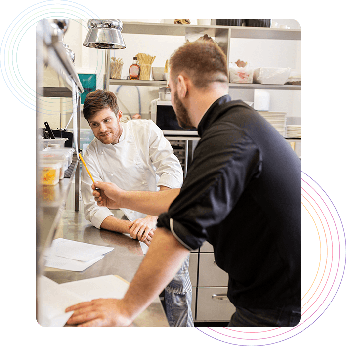 Restaurant staff checking physical inventory manually