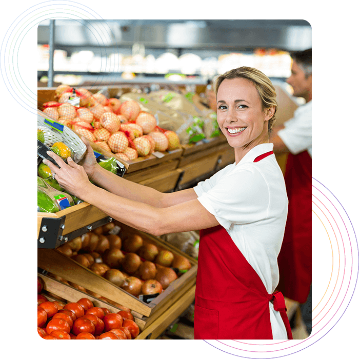 Restaurant staff picking up items from restaurant inventory