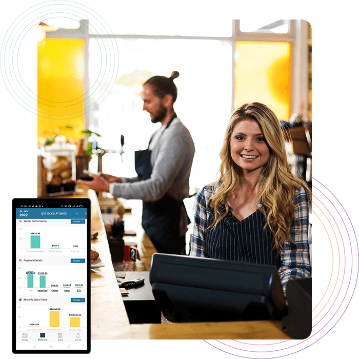 Illustration of Posist comprehensive mobile reports interface