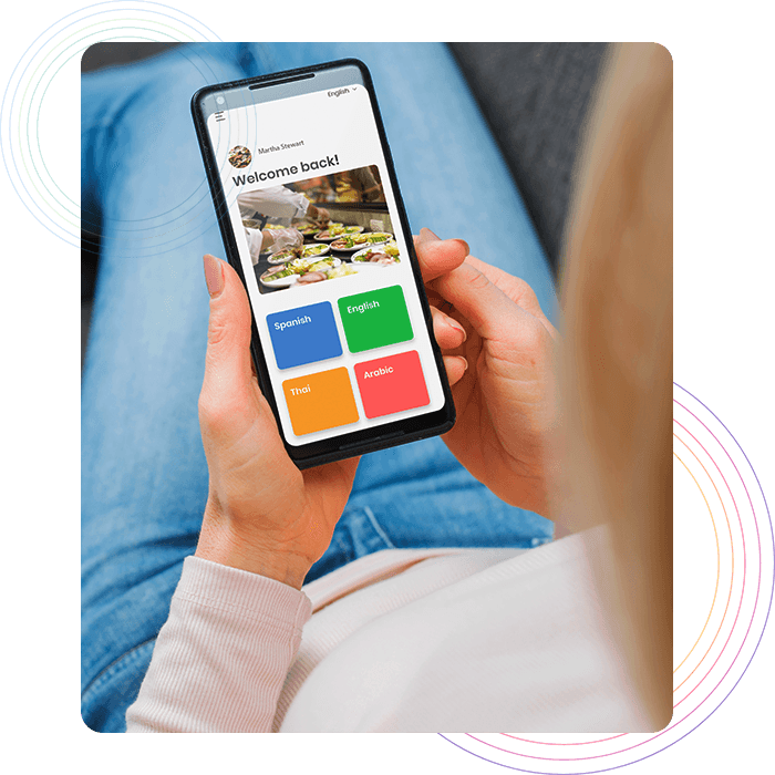 Posist Multi-lingual app Illustration of Posist multi-lingual app interface