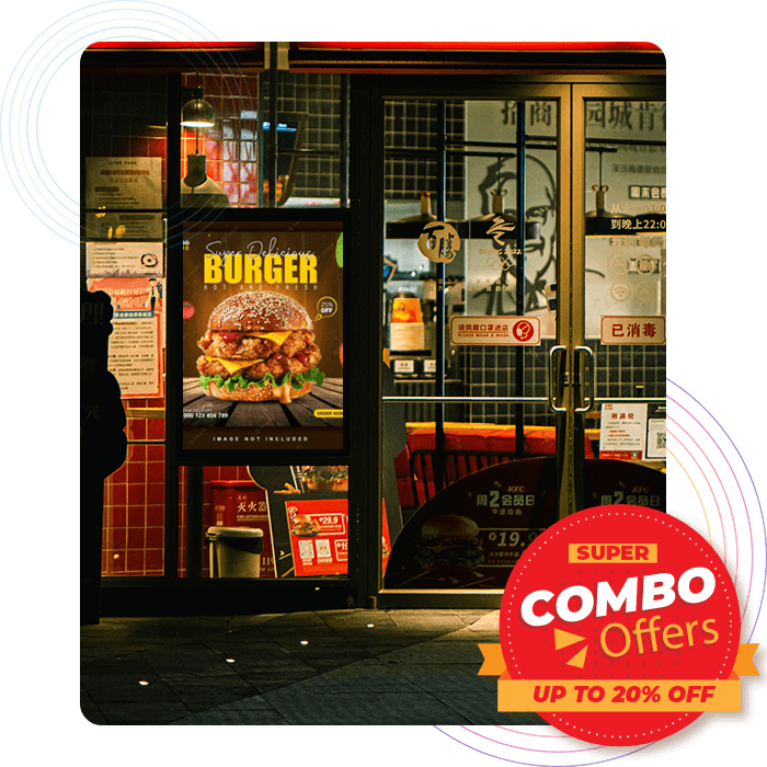 Combo offers Combo offer displayed on the front door of a restaurant