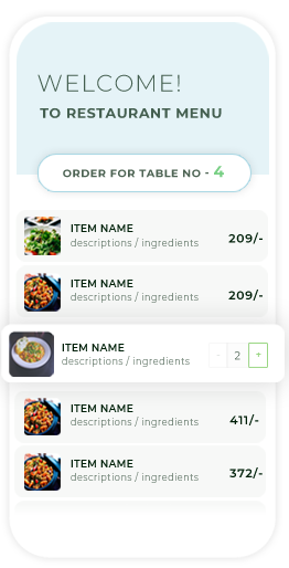 Digital restaurant menu displayed in a mobile