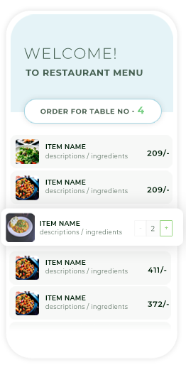 Digital restaurant menu displayed in a mobile