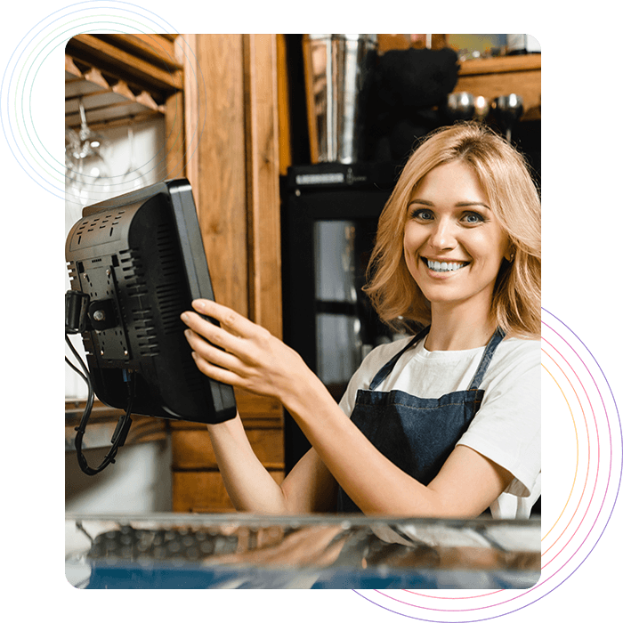 Restaurant POS system Restaurant staff punching orders on POS System