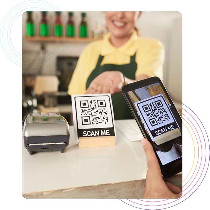 A customer scanning the QR Code to place order in restaurant
